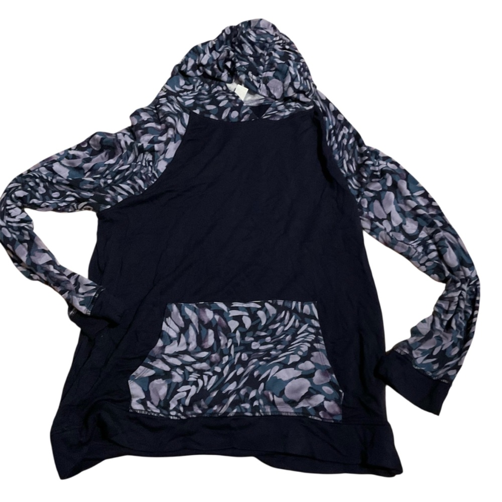 Chico's Blue‎ and Purple Patterned hooded long sleeve shirt